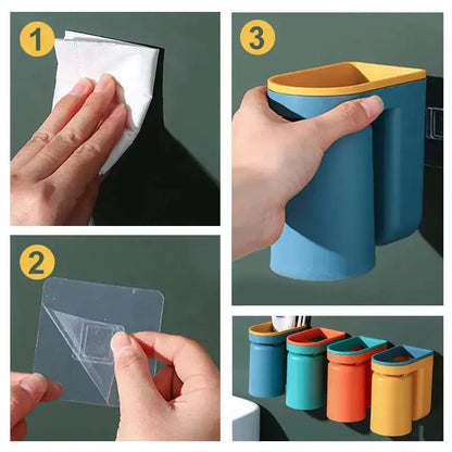 BrushStorage™ – Self-Adhesive Toothbrush Holder with Practical Cup Attachment [50% Off]