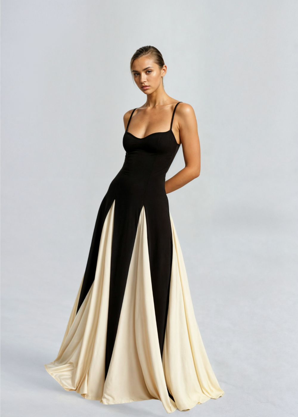 Women’s Strappy Maxi Dress with Contrast Panel