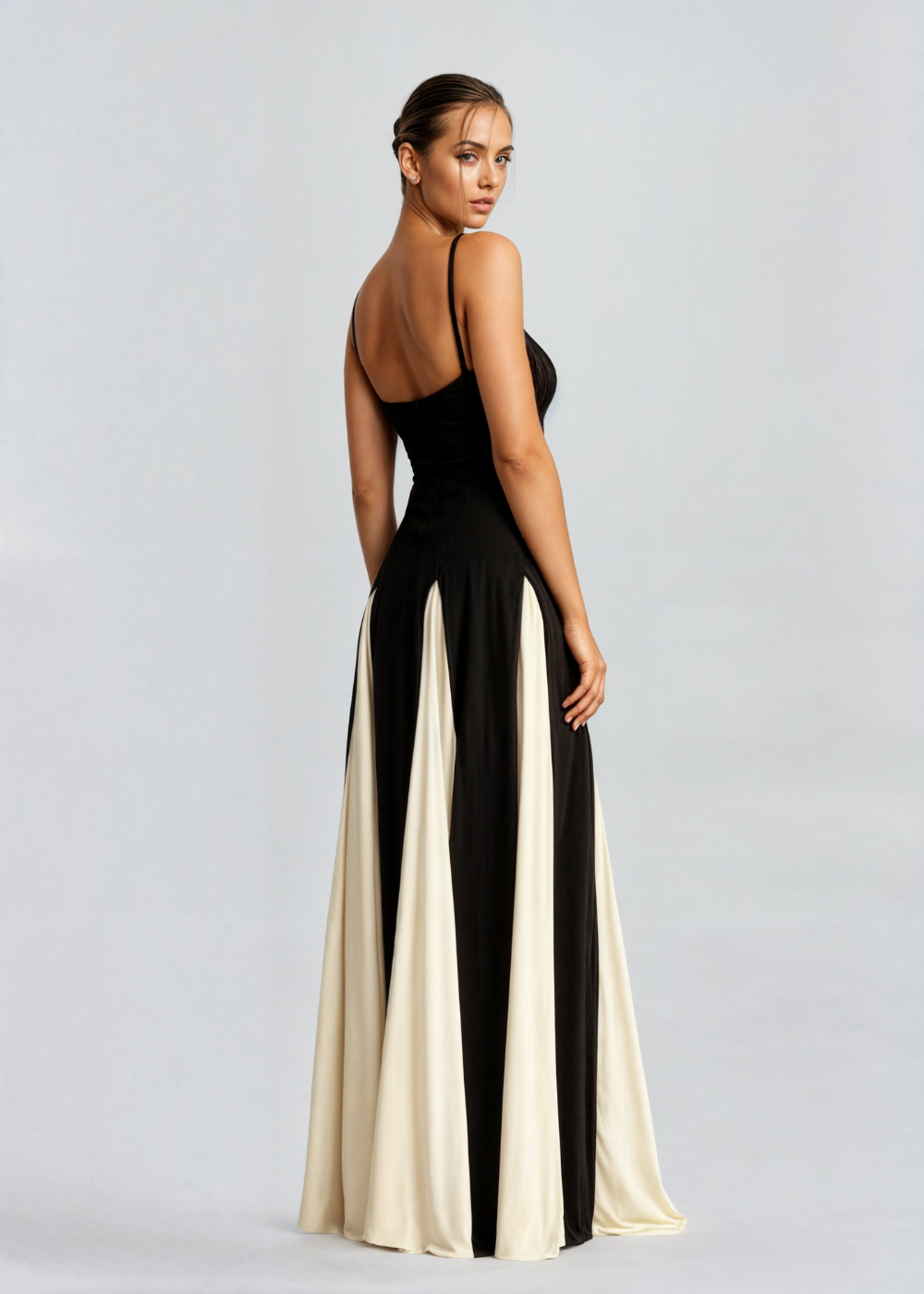 Women’s Strappy Maxi Dress with Contrast Panel