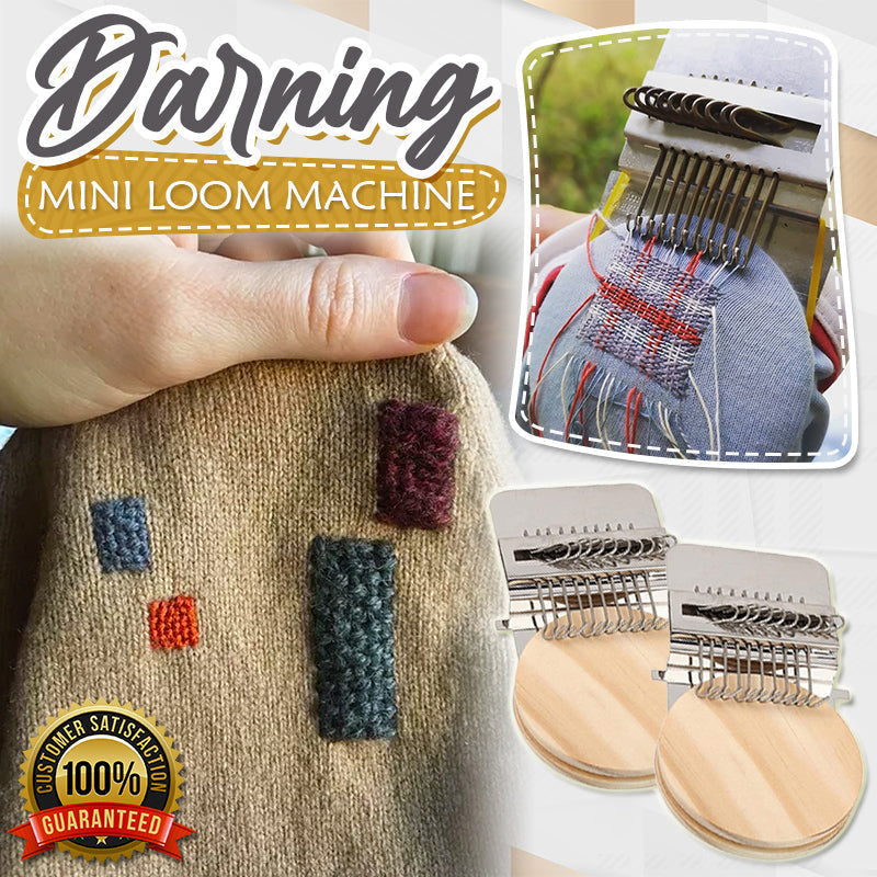 Mini Darning Loom Tool for Clothing Repair – Wood & Steel Weaving Kit
