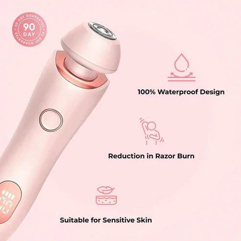 Portable Electric Shaver with LED Display and Interchangeable Heads