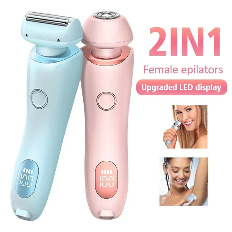 Portable Electric Shaver with LED Display and Interchangeable Heads
