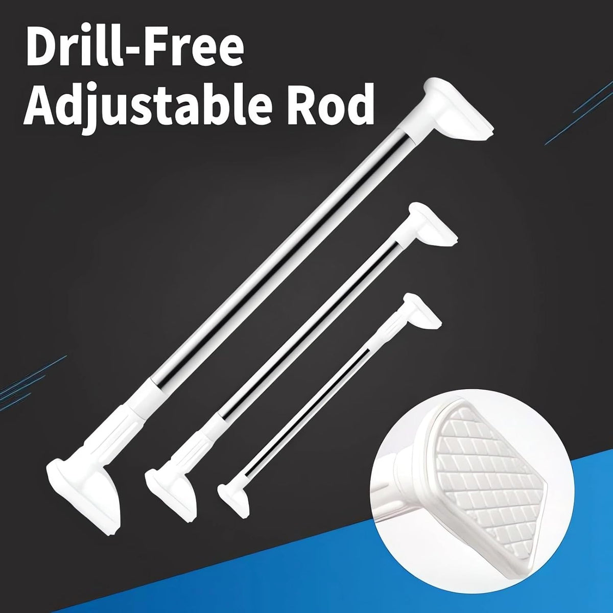 Extendable Tension Rod – No Drill Curtain Rod for Windows & Showers
