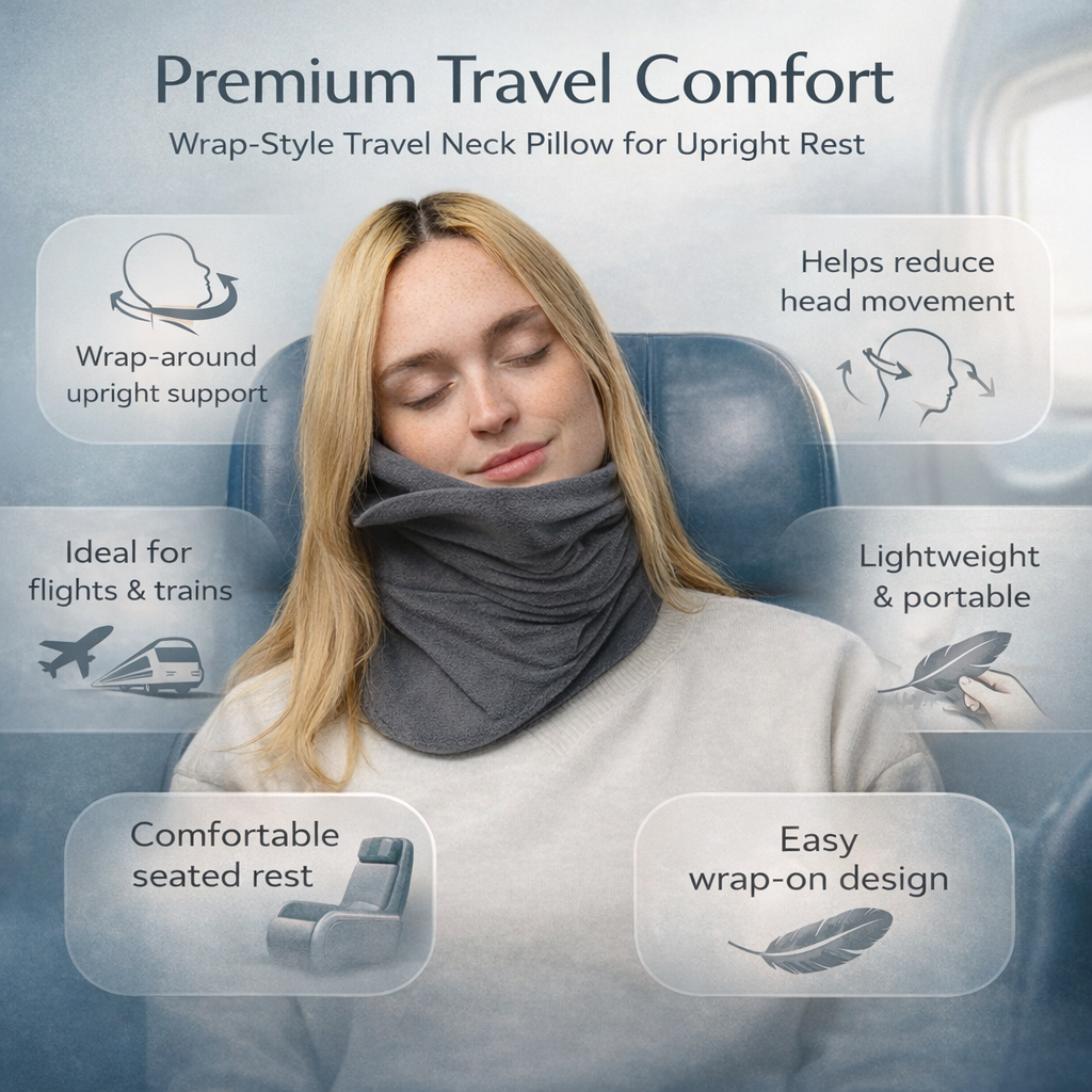 Travel Pillow | Prevent Neck Pain | Wrap Around Support Design | AeroHug