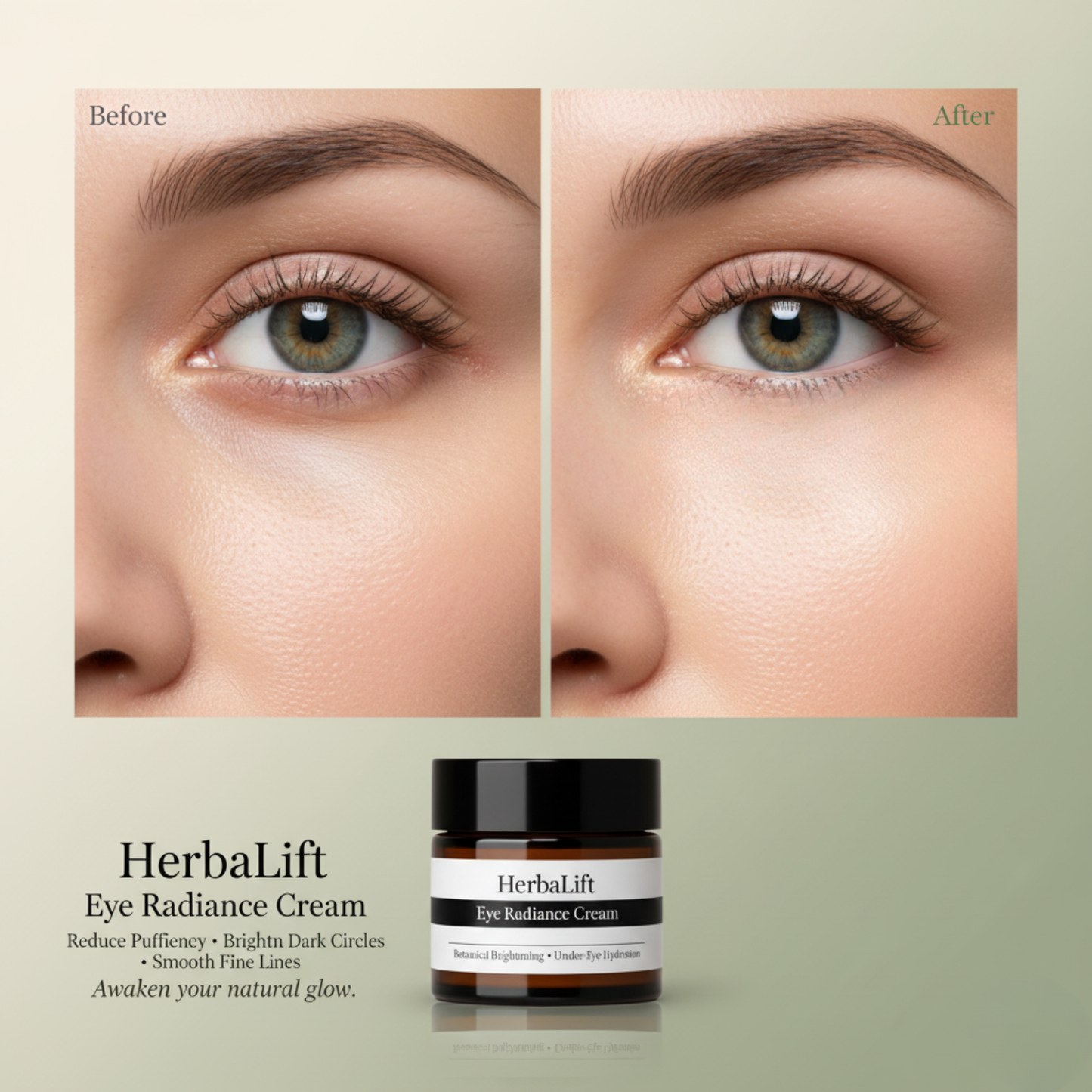 Under Eye Cream | Brightening & De-Puffing | Hydrating Firm Care | HerbaLift
