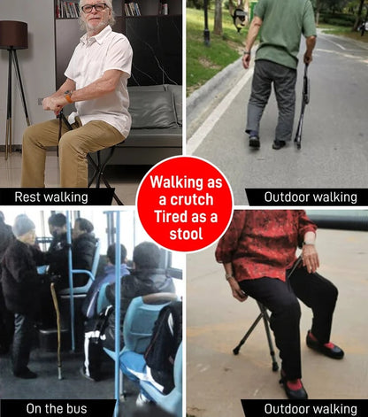 Walking Stick with Seat | Foldable Design | 120 kg Load Capacity | Non-Slip Base | Radianta