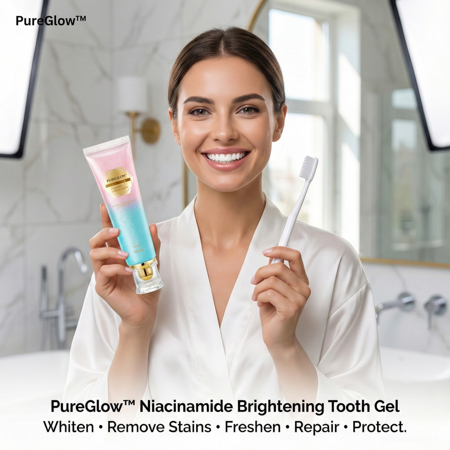 Whitening Toothpaste | Niacinamide Formula | Enamel Repair | Fresh Breath | PureGlow