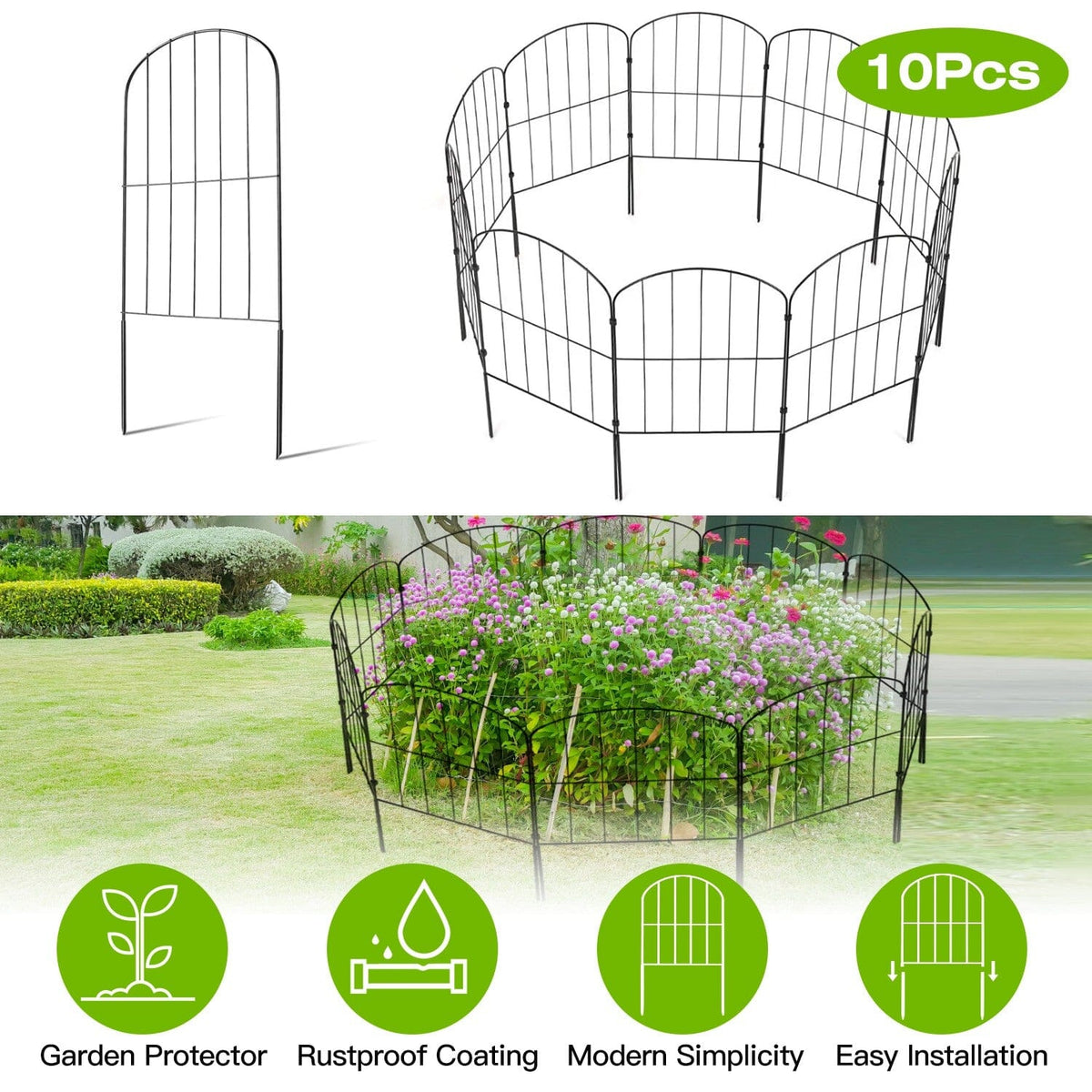 Decorative Stainless Steel Garden Fence for Bed Edging – 10 Panels