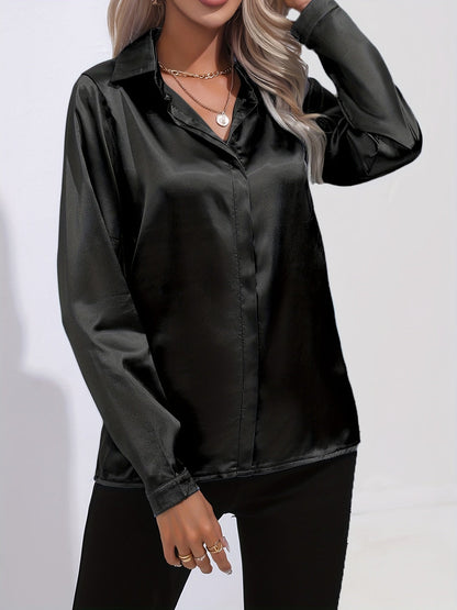 Sarah | Women’s Button Down Long Sleeve Satin Blouses