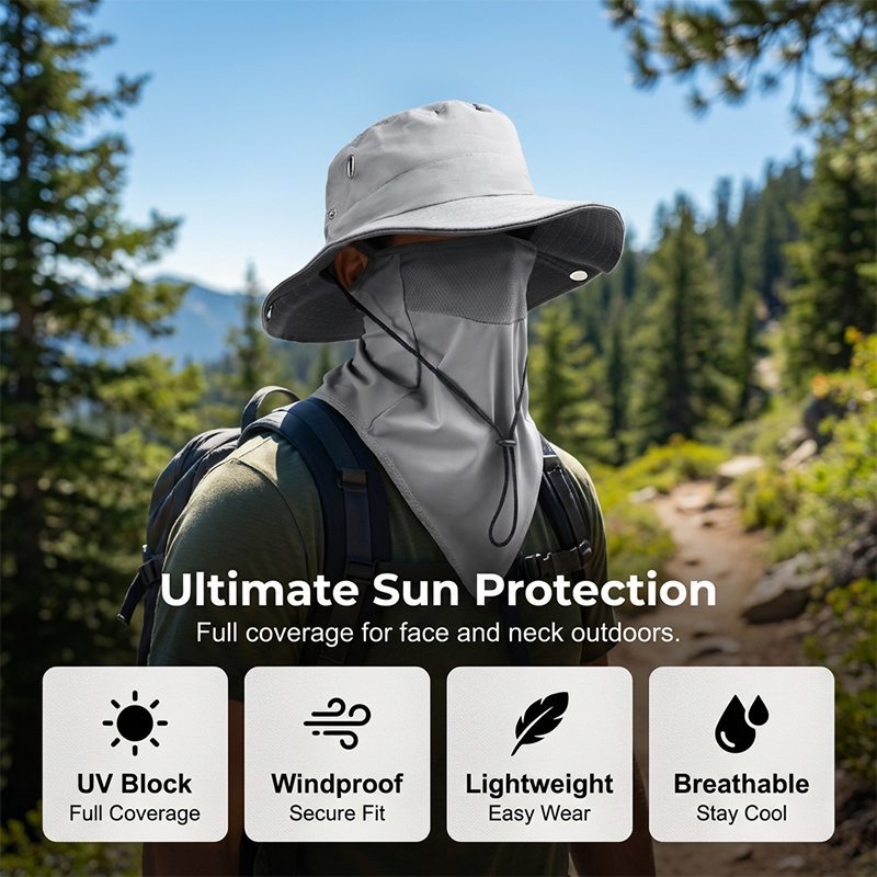 Sun Protection Hat with Removable Face Shield – Ice Silk Breathable