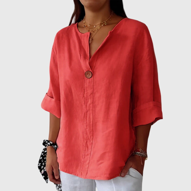 Relaxed Button Front Blouse