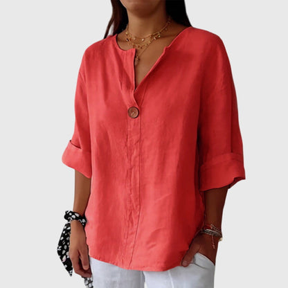 Relaxed Button Front Blouse