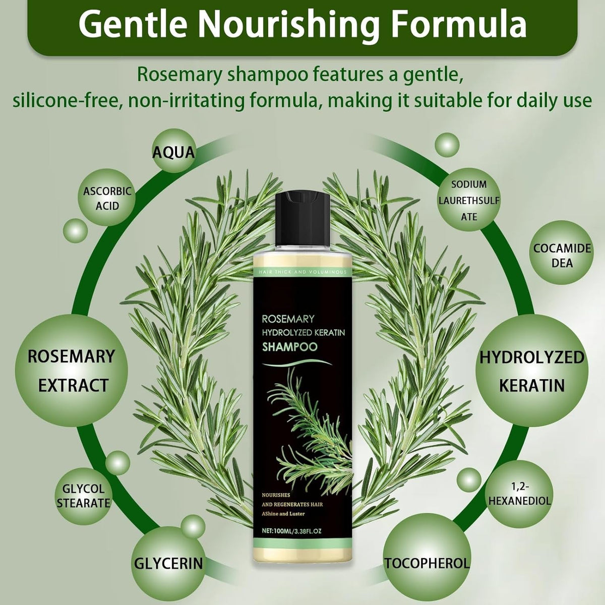 Keratin & Rosemary Hair Growth Serum for Thicker, Stronger Hair