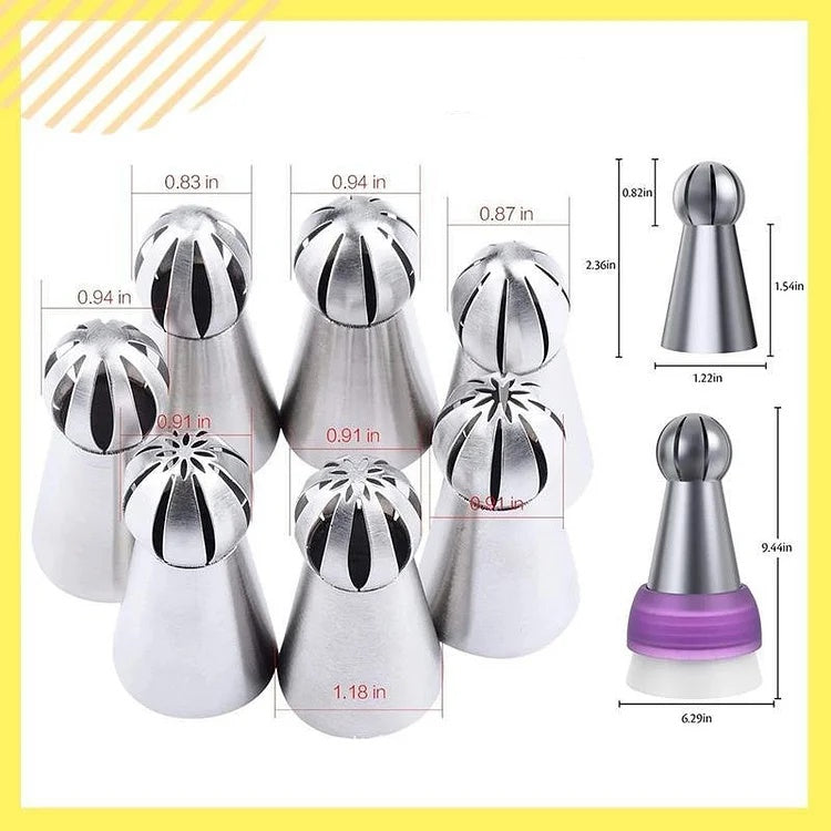 Stainless Steel Cake Decorating Nozzle Set with Piping Bag & Stand
