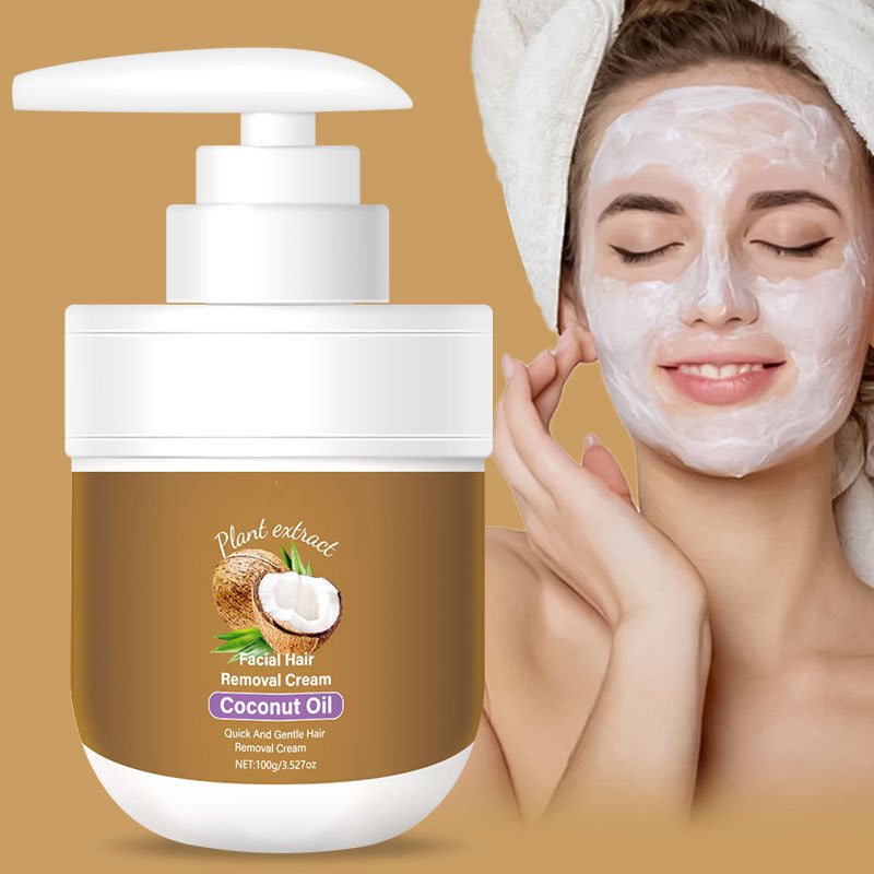 Facial Hair Removal Cream with Coconut Oil & Aloe Vera for Sensitive Skin