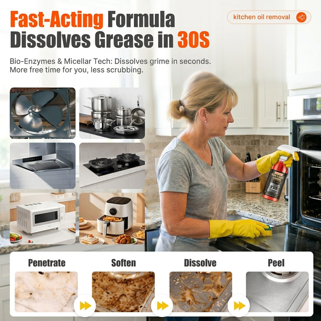 Heavy-Duty Oven & Kitchen Grease Cleaner Spray for Burnt-On Grime