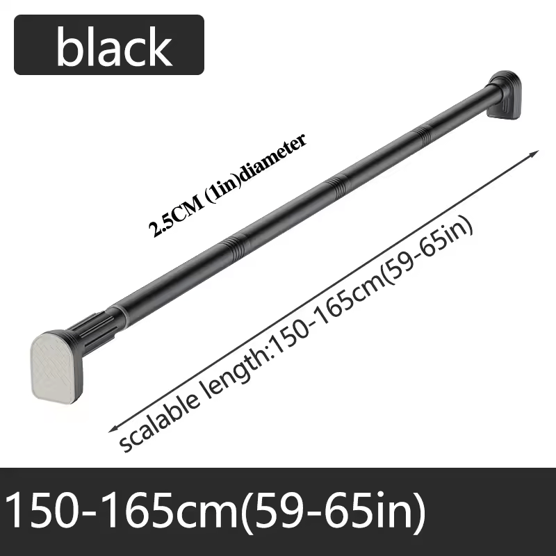 Adjustable Tension Curtain Rod – No Drill Stainless Steel Clamp Rod