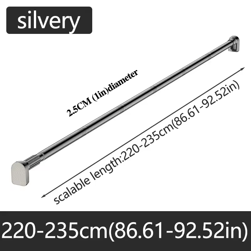 Adjustable Tension Curtain Rod – No Drill Stainless Steel Clamp Rod