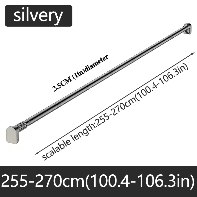 Adjustable Tension Curtain Rod – No Drill Stainless Steel Clamp Rod