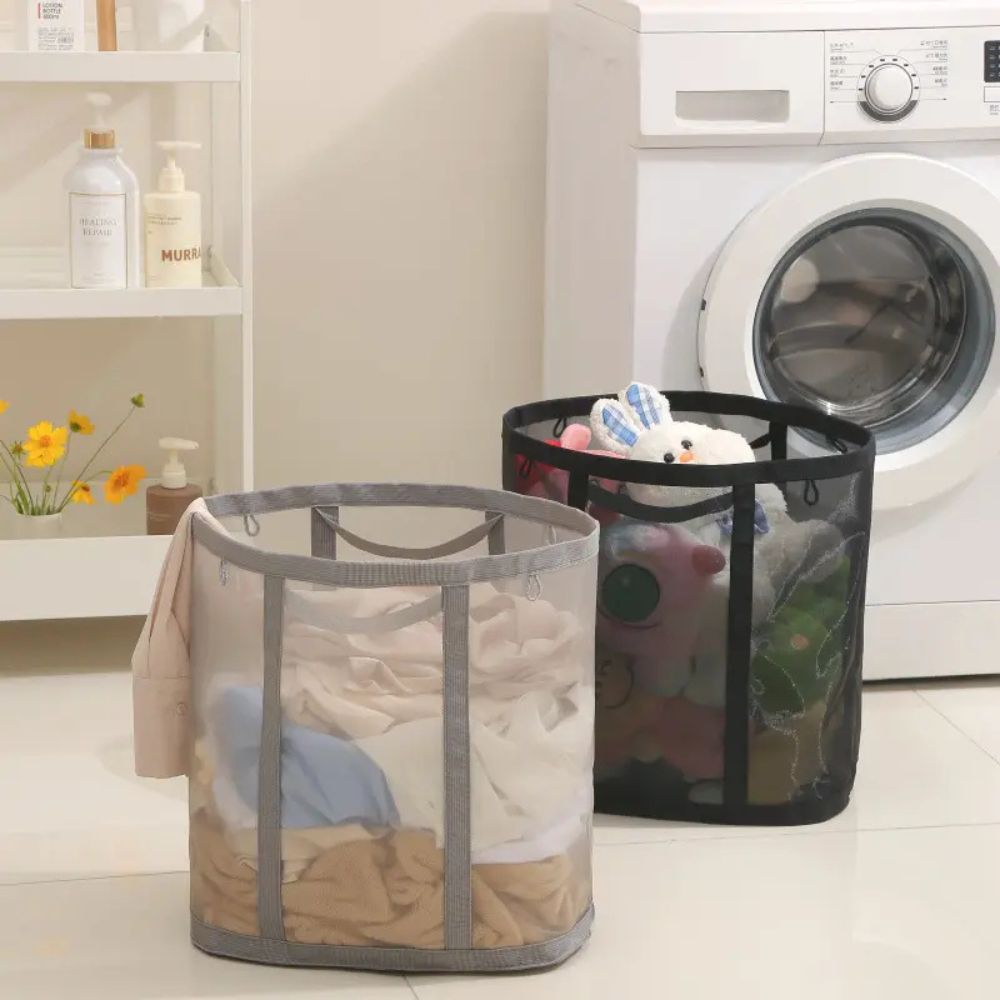 Foldable Laundry Basket Made of Nylon Mesh – Space-Saving and Ventilated