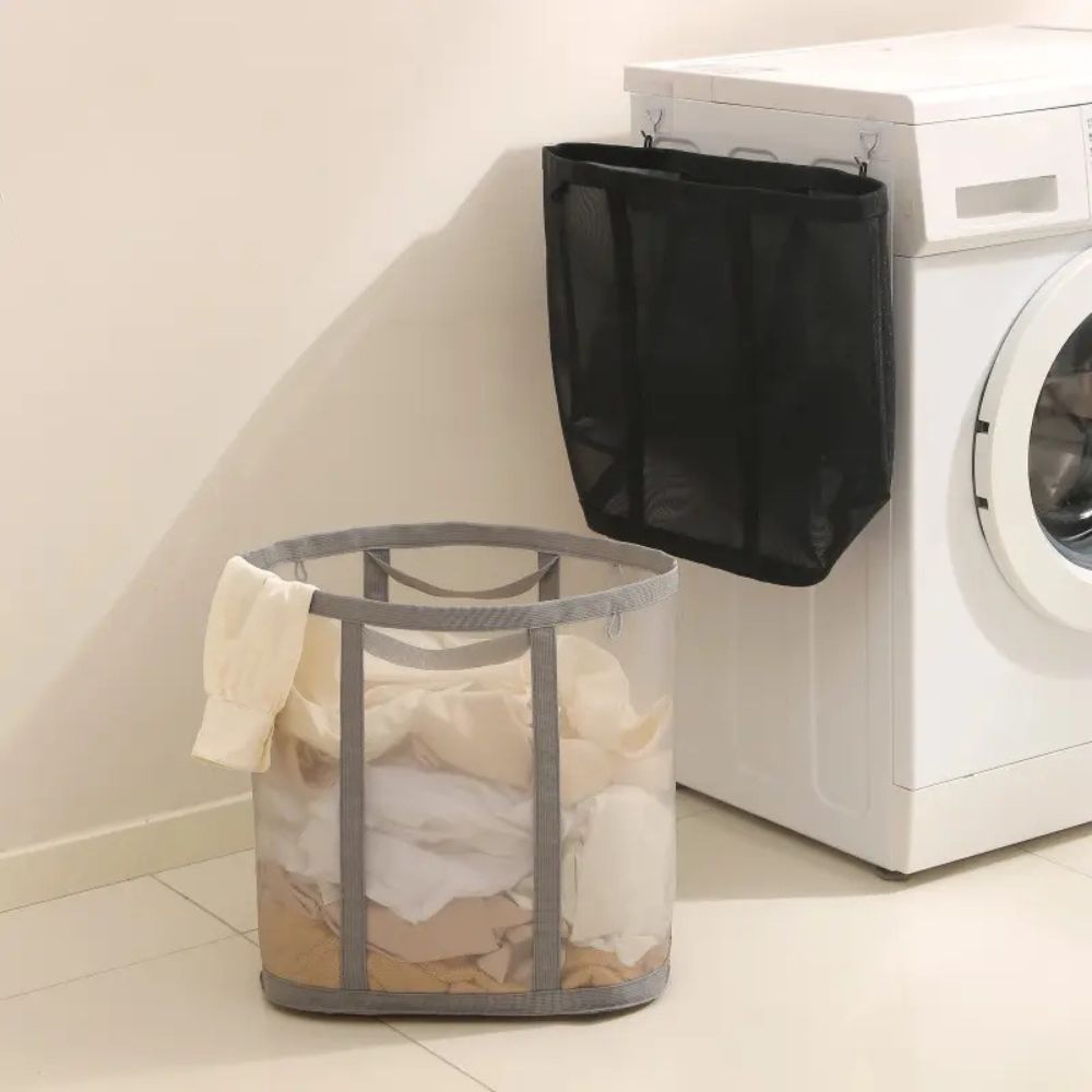 Foldable Laundry Basket Made of Nylon Mesh – Space-Saving and Ventilated