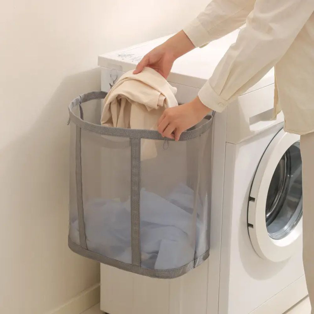 Foldable Laundry Basket Made of Nylon Mesh – Space-Saving and Ventilated