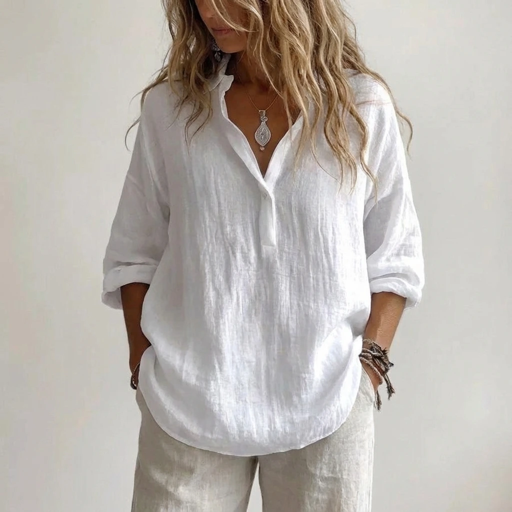 Relaxed Open Collar Blouse