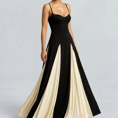 Women’s Strappy Maxi Dress with Contrast Panel