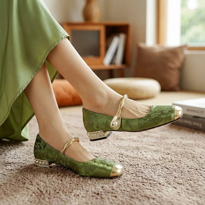 Square-Toe Orthopedic Embellished Flats