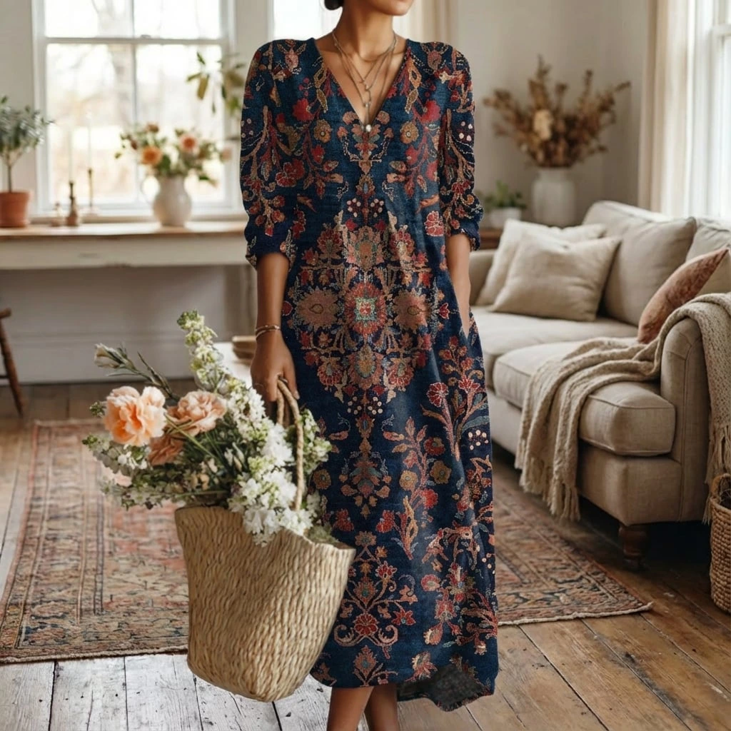 Bohemian V-Neck Maxi Dress