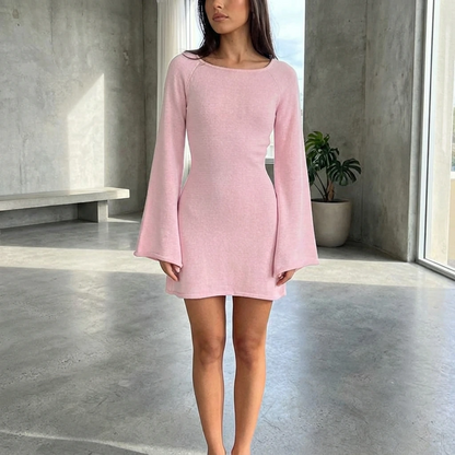 Soft Knit Long Sleeve Mini Dress