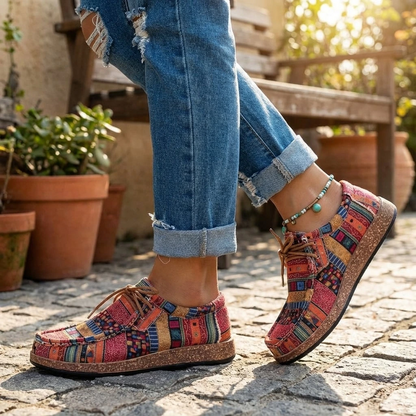 Patchwork Orthopedic Lace-Up Casual Shoes