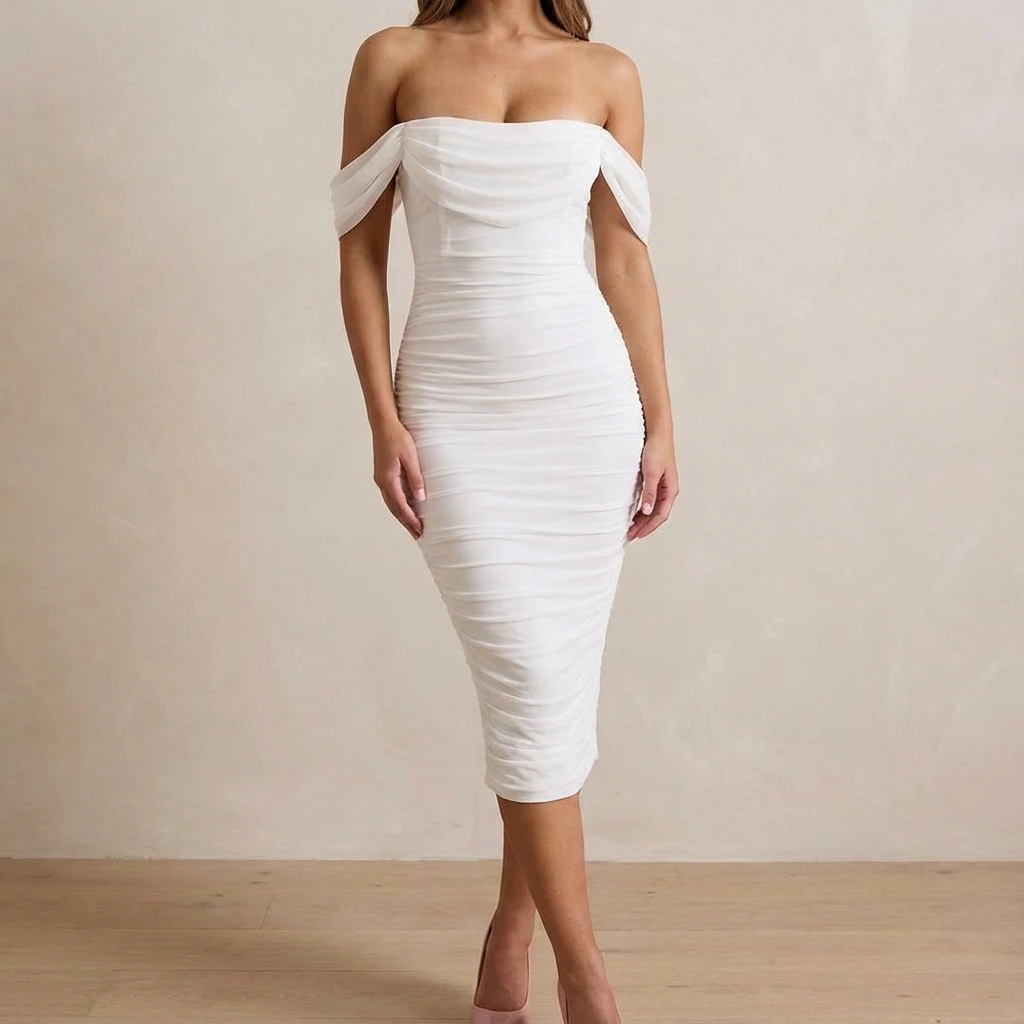 Soft Draped Spring Midi Dress