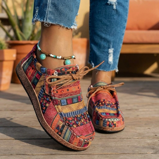 Patchwork Orthopedic Lace-Up Casual Shoes