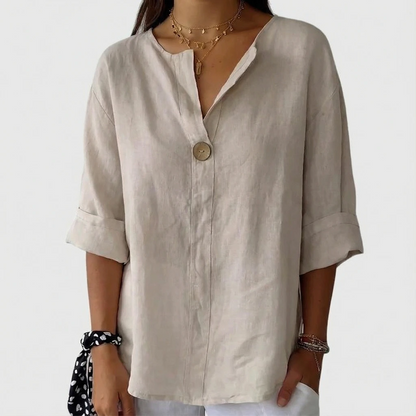 Relaxed Button Front Blouse