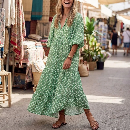Spring Patterned Maxi Dress For Women