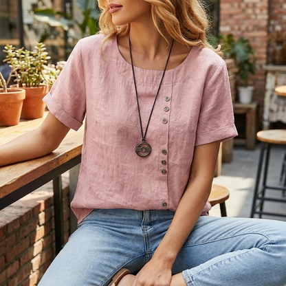 Soft Button Detail Casual Blouse