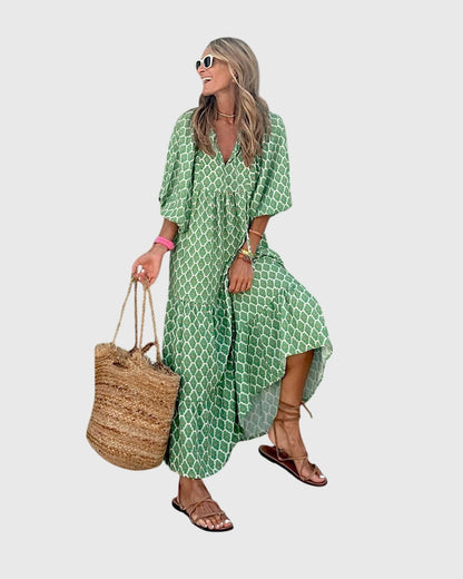 Spring Patterned Maxi Dress For Women