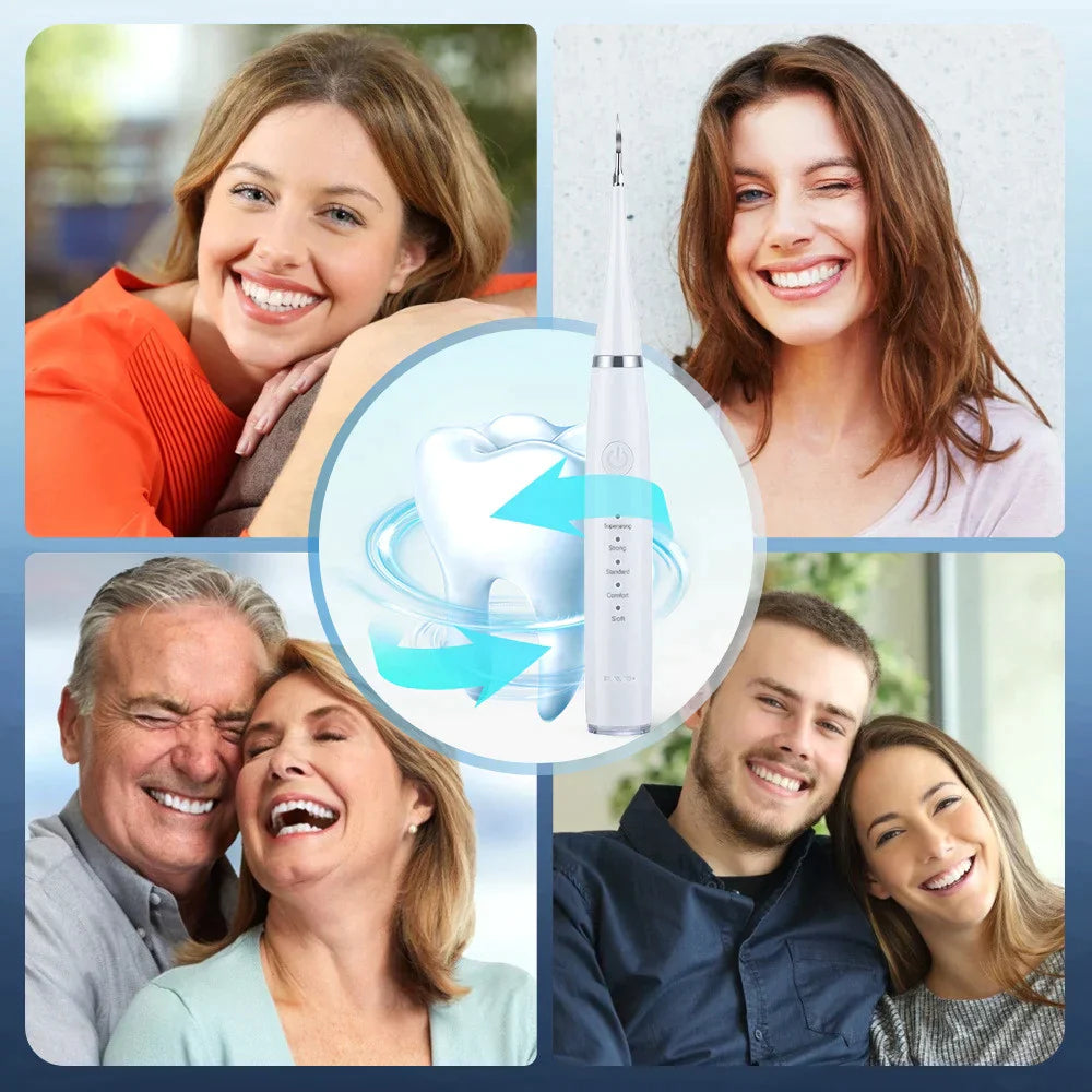Electric Ultrasonic Tooth Cleaner with 3 Attachments for Home Use