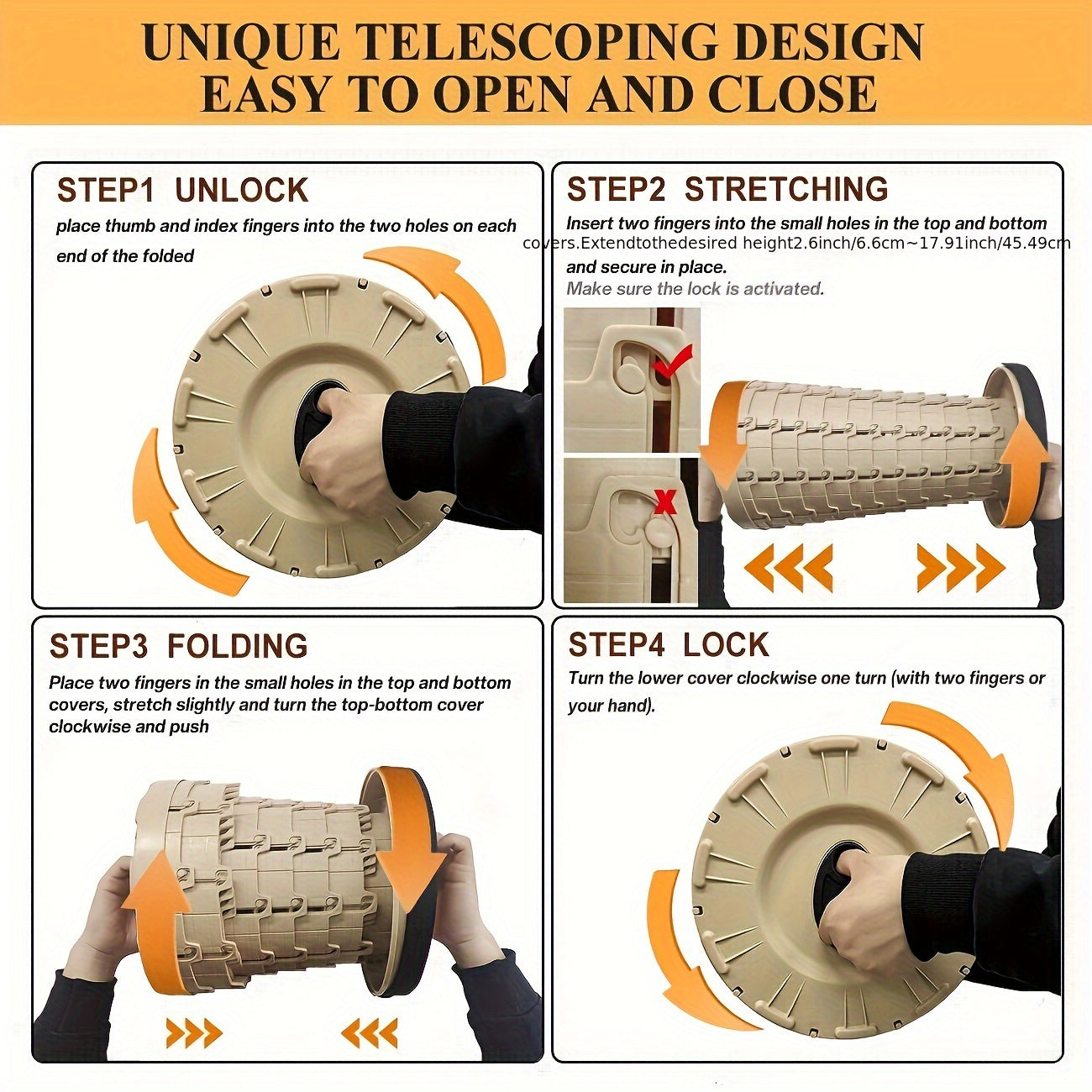 FoldAway™ – 12-Level Adjustable Folding Stool with Padded Seat for Comfort Everyday Support [50% Off]