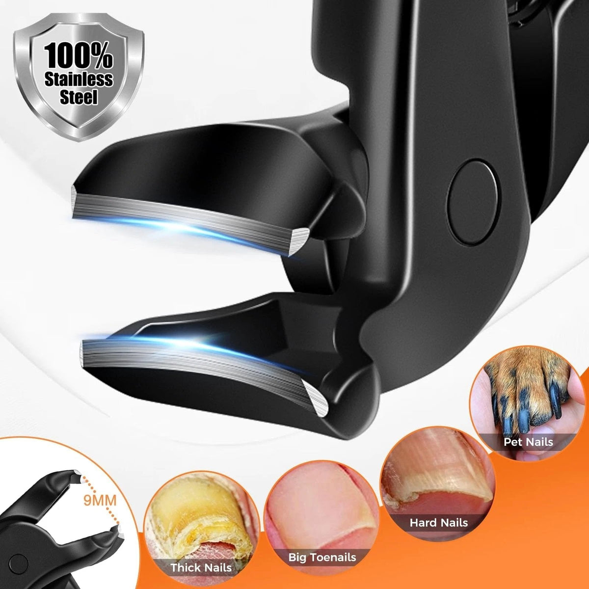 Stainless Steel Nail Clipper with Long Handle for Thick Nails