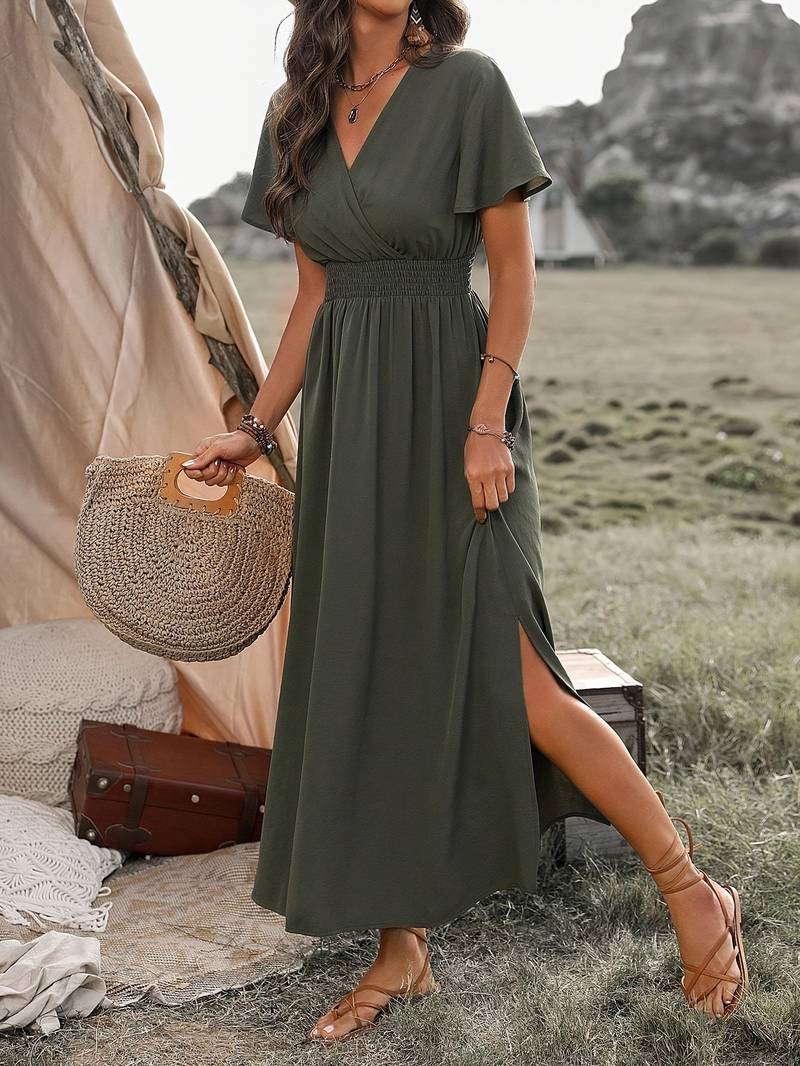 Elegant Wrap-Style Maxi Dress