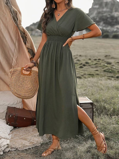 Elegant Wrap-Style Maxi Dress
