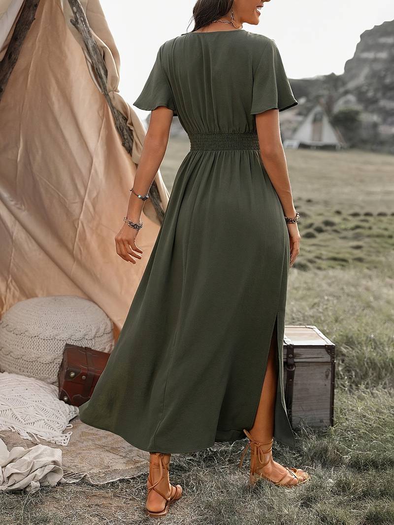 Elegant Wrap-Style Maxi Dress
