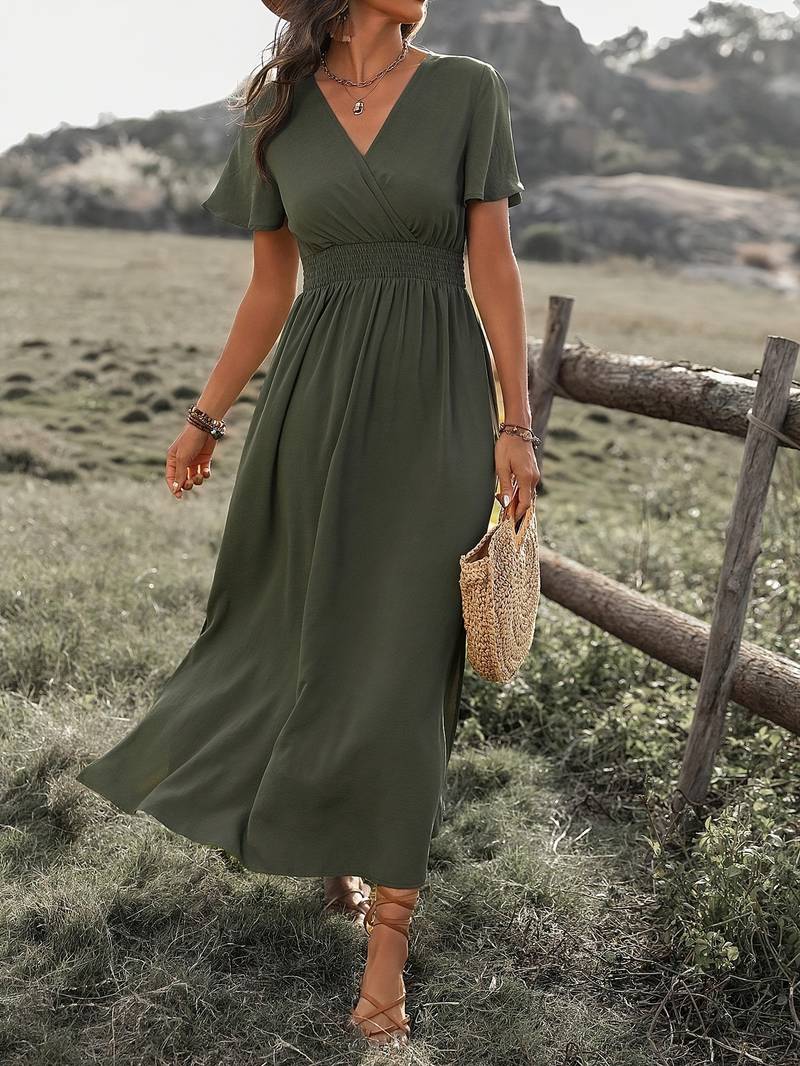 Elegant Wrap-Style Maxi Dress