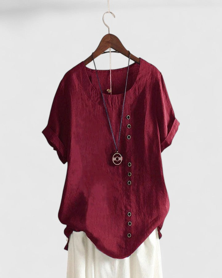 Stylish Asymmetrical Button Blouse