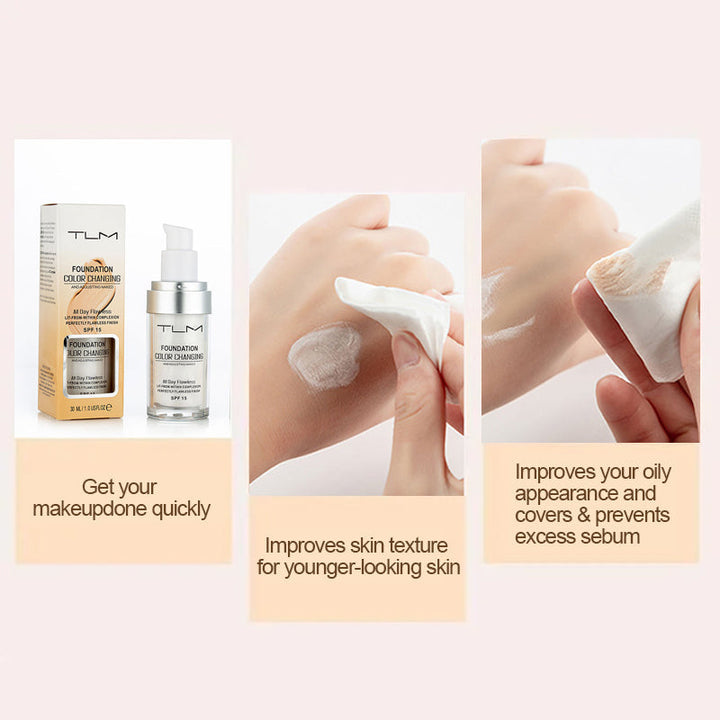 Color-Adapting Foundation with Sun Protection for All Skin Tones