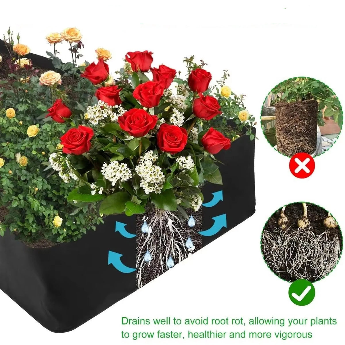 Multi-Pocket Fabric Raised Bed Planter for Herbs and Vegetables