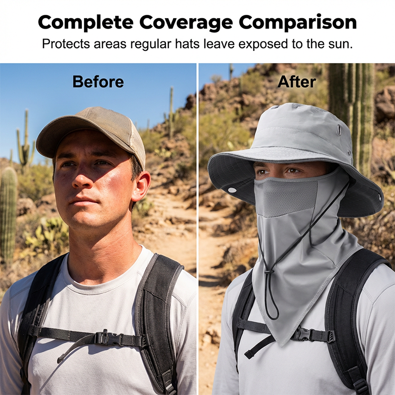 Sun Protection Hat with Removable Face Shield – Ice Silk Breathable