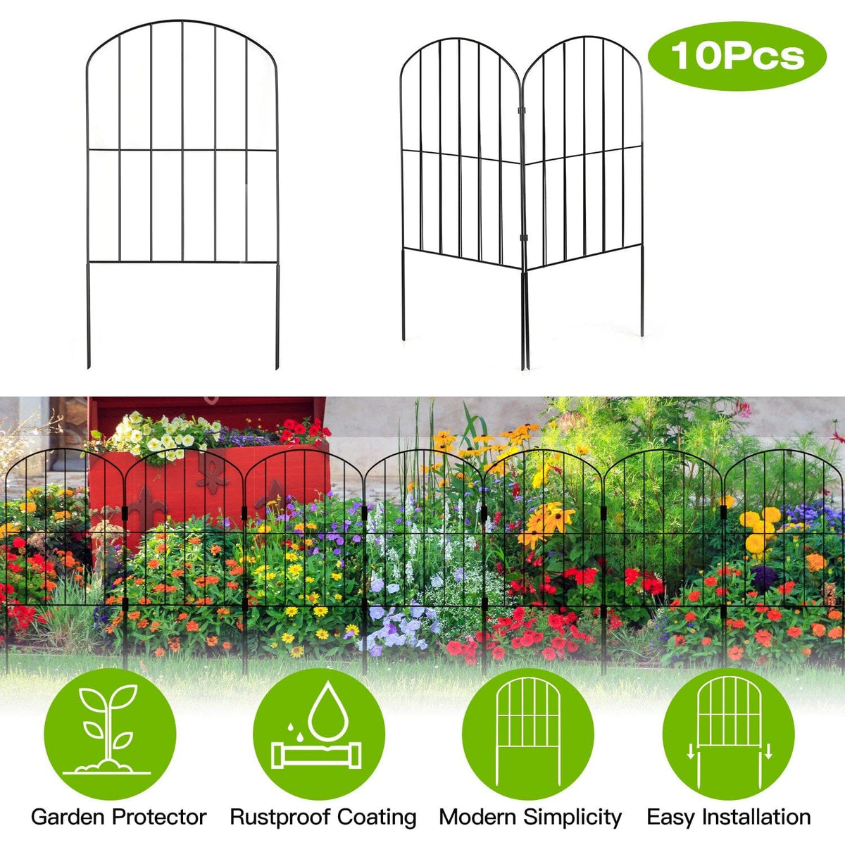 Decorative Stainless Steel Garden Fence for Bed Edging – 10 Panels